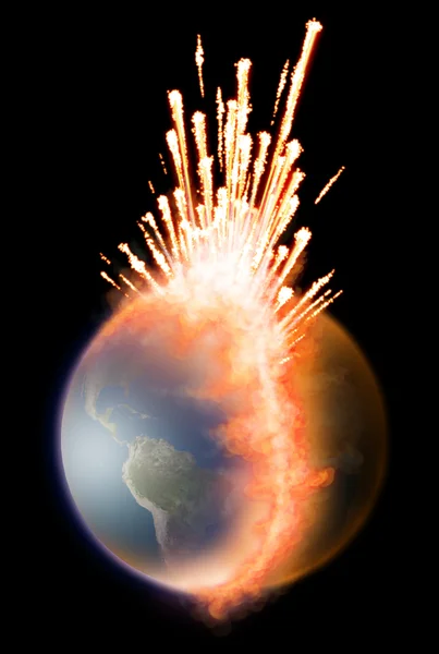 Planet Erde halb verglüht — Stockfoto