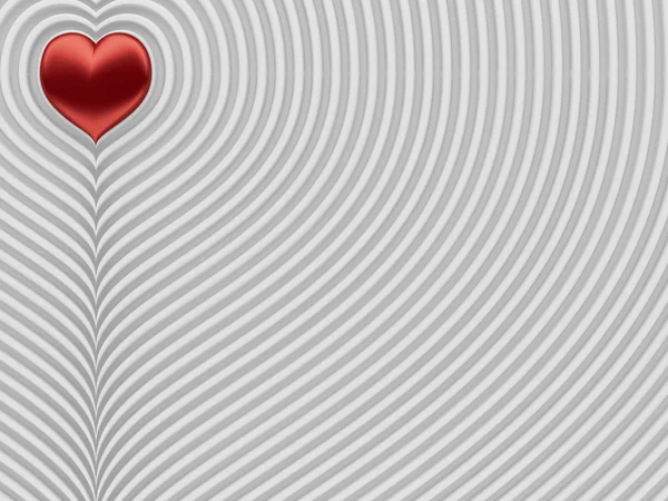 Coeur rouge avec courbes grises — Photo