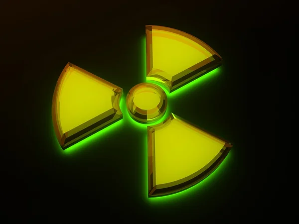 Podepsat - radioaktivní nebezpečí s fluorescenční — Stock fotografie