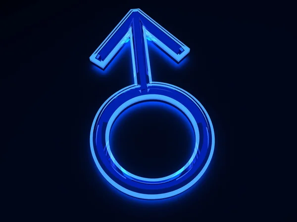 Male gender symbol with light — Stock Photo, Image