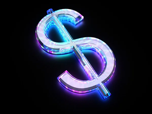Sign dollar with light