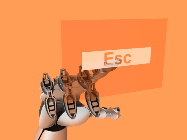Esc ボタンに触れるサイボーグ — ストック写真