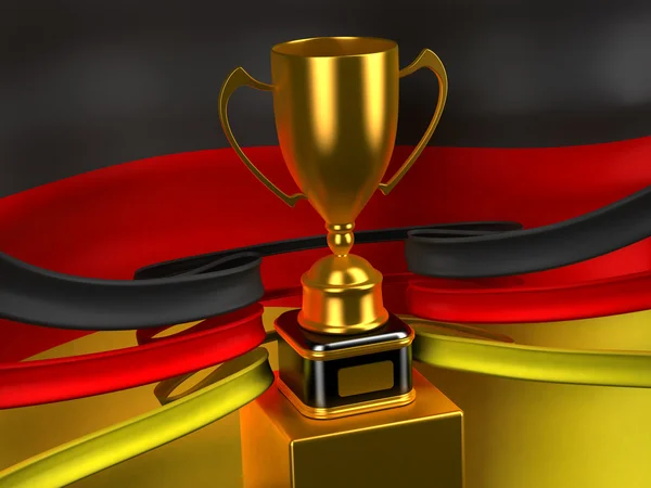Deutsche Fahne mit goldenem Pokal — Stockfoto