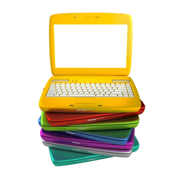 stock image Many colour laptops