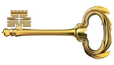 Retro key - gold color clipart