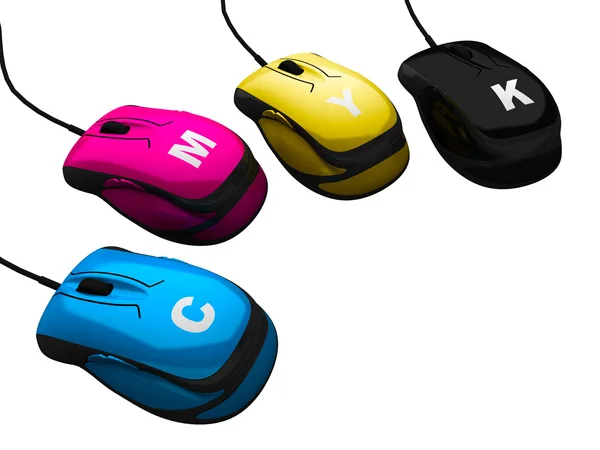 Kontroll av CMYK-färg musen — Stockfoto