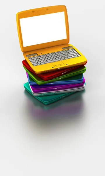 Много цветных ноутбуков — стоковое фото