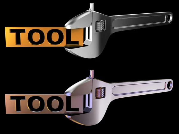 Werkzeugetikett mit Schraubenschlüssel — Stockfoto