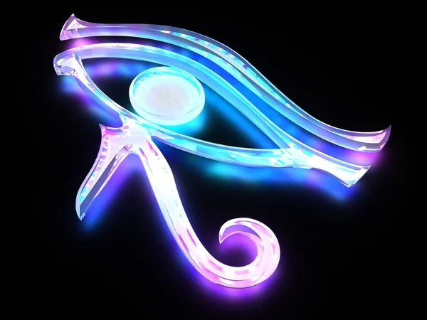 Glass horus eye - sign with light — Stock Photo, Image