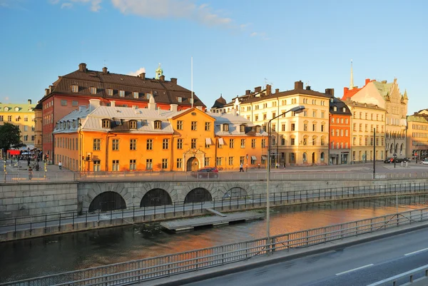 Coucher de soleil dans la vieille ville de Stockholm — Photo
