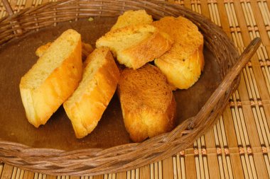 Rusks on a wooden basket