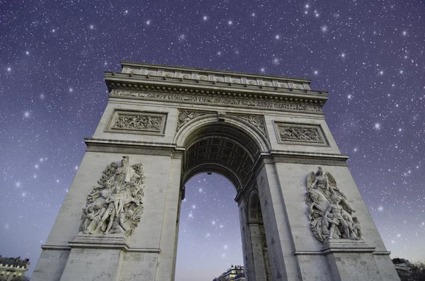 Starry Night over Arc de Triomphe in Paris — Stock Photo, Image