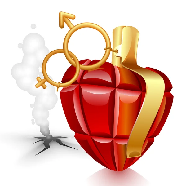Grenade heart. Female lost — Stock Vector