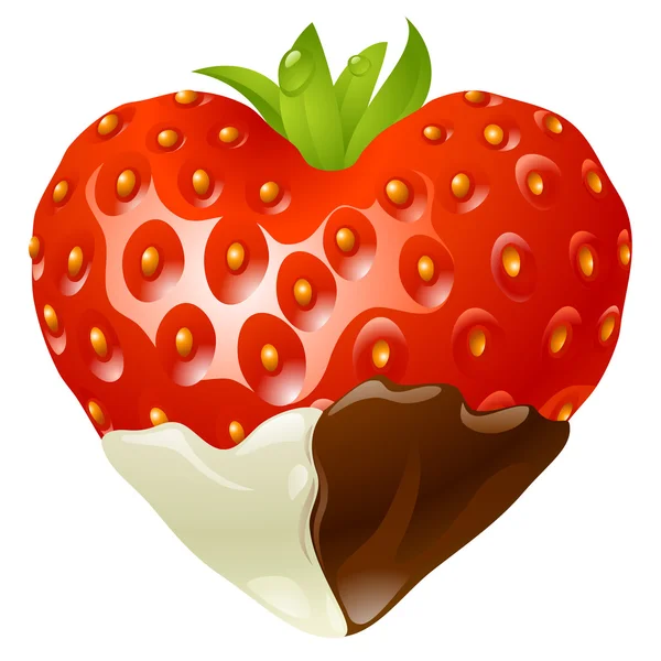 Strawberry in the shape of heart — Stock Vector