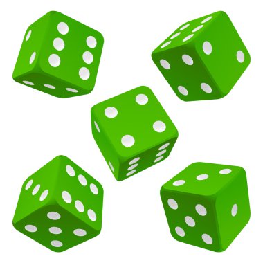 Green dice set. Vector icon clipart