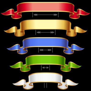 Ribbon set with adjusting length. Vector frame isolated on background. clipart