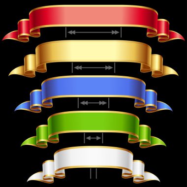 Ribbon set with adjusting length. Vector frame isolated on background. clipart