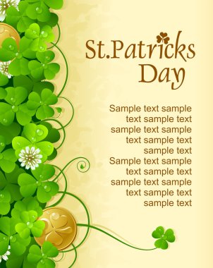 St. Patrick's Day frame with clover and golden coin clipart