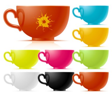 Set of multi-colored of tea cup clipart