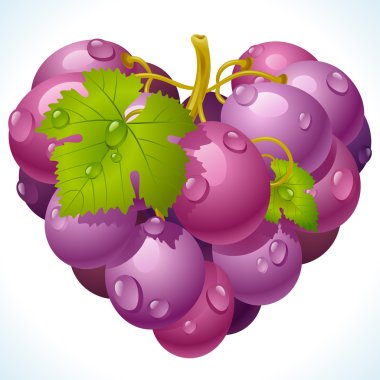 Grapes in the shape of heart clipart