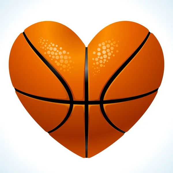 Bál a kosárlabda alakú szív — Stock Vector