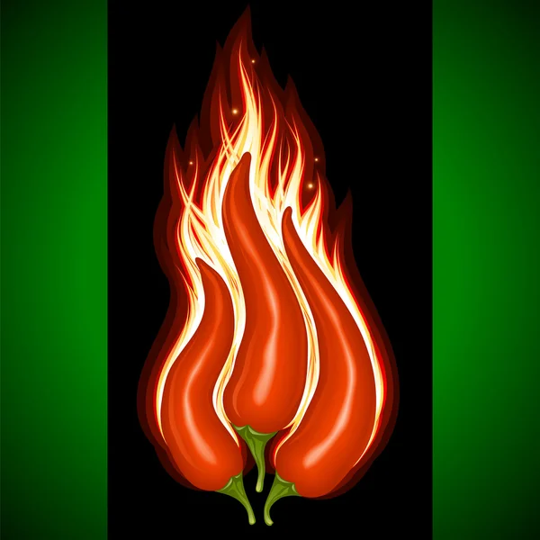 Hot chili pepper in the shape of fire sign — Stock Vector
