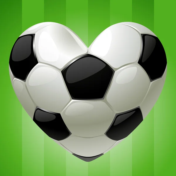 球的足球运动在心的形状 — 图库矢量图片