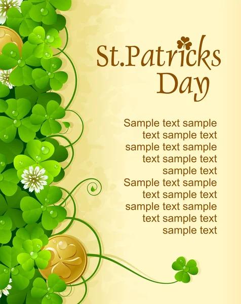 St. Patrick dzień ramki z koniczyny i złote monety — Wektor stockowy