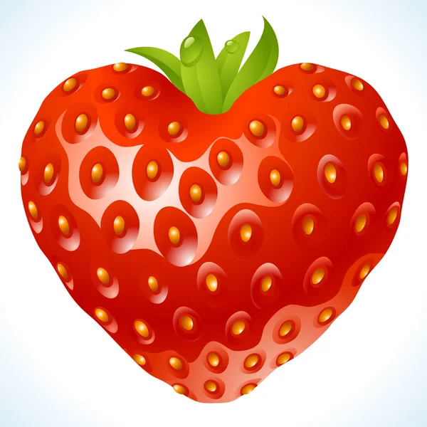 Fraise en forme de cœur — Image vectorielle