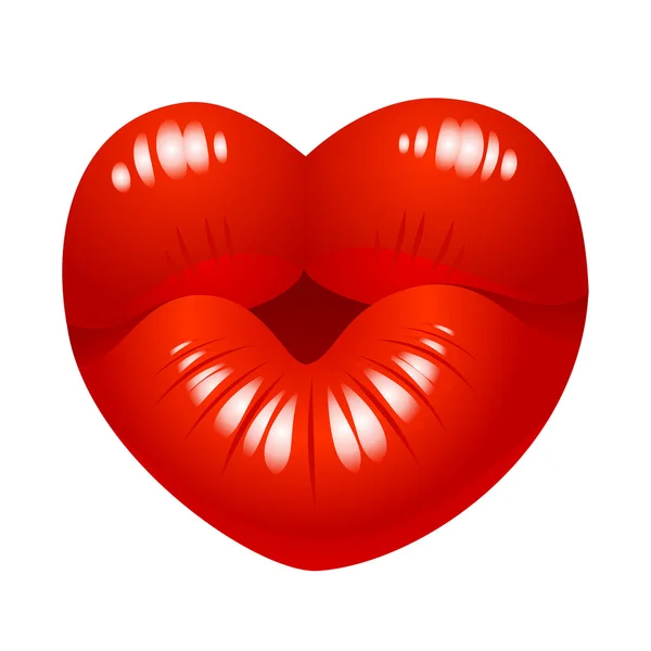 Beso estampado en forma de corazón — Vector de stock