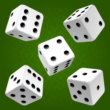 White rolling dice set. Vector icon clipart