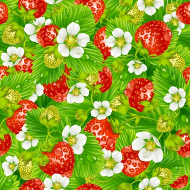 Vector strawberry seamless background clipart