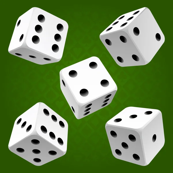 White rolling dice set. Vector icon — Stock Vector