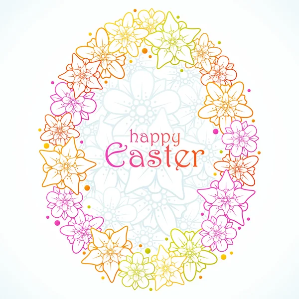 Tarjeta de felicitación floral vectorial de huevo de Pascua — Vector de stock