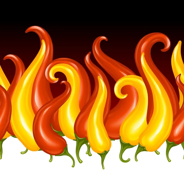Pfeffer Chili Hintergrund in Form von Feuer. — Stockvektor