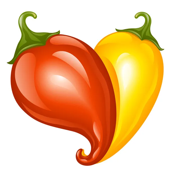 Chili peppar röd och gul. — Stock vektor