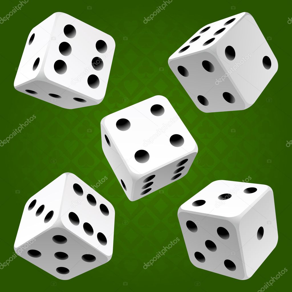 White rolling dice set. Vector icon