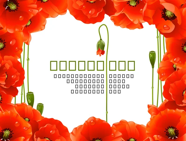 Cadre floral de pavot — Image vectorielle