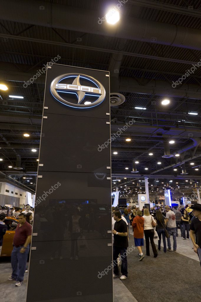 HOUSTON - JANUARY 2012: The Scion display sign at the Houston International Auto Show on January 28, 2012 in Houston, Texas.