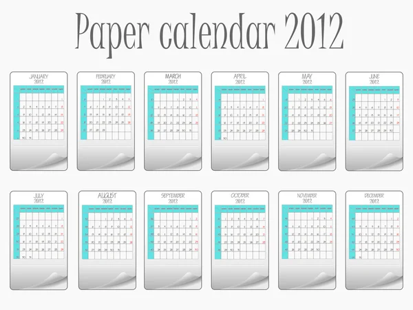 Calendrier papier 2012 — Image vectorielle