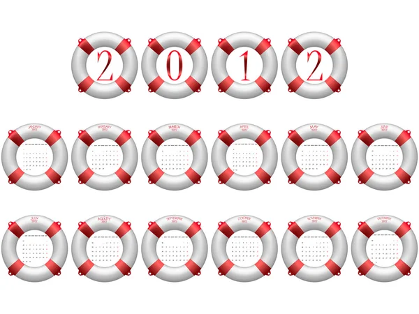 2012 life buoy calendar — Stock Vector