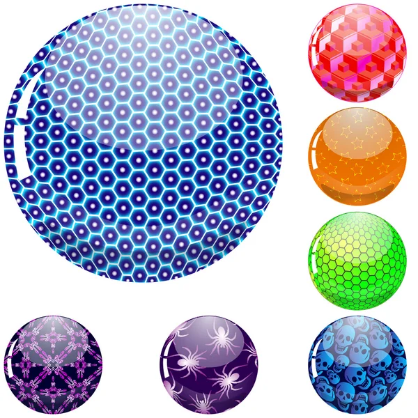 Glansiga färgglada abstrakt glober — Stock vektor