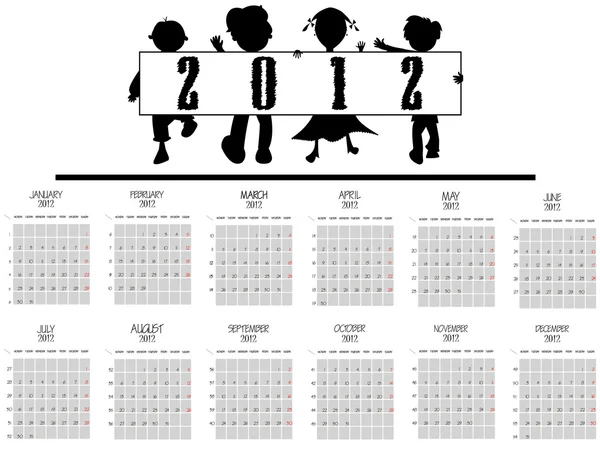 2012 kids calendar — Stock Vector