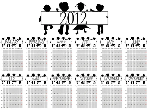 Kalendář 2012 s dětmi — Stockový vektor