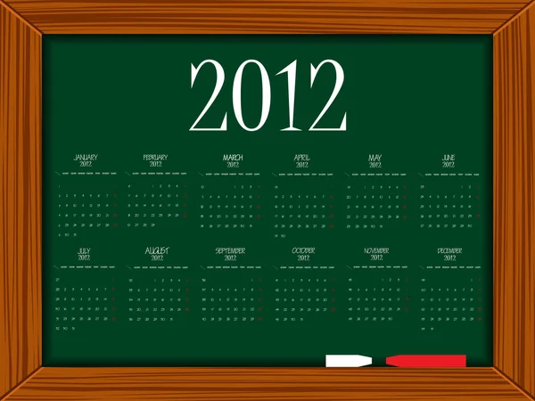 2012 kalender aan boord — Stockvector