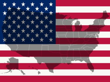 Amerika Birleşik Devletleri bayrağı ve harita