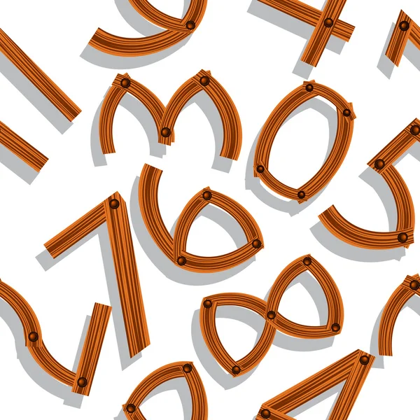 Numéros en bois motif ombragé — Image vectorielle