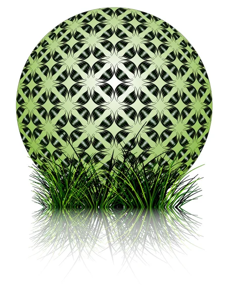 Green bubble and grass reflected — Stock Vector