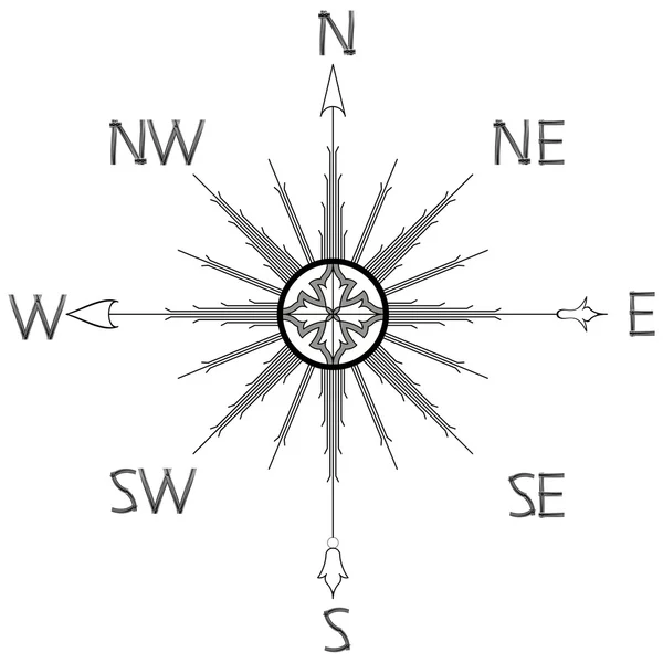 Kompas sylwetka róża wiatrów — Wektor stockowy