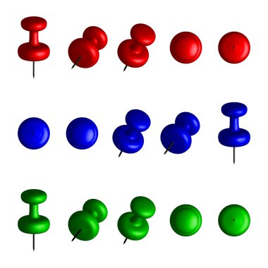 3d push pins clipart